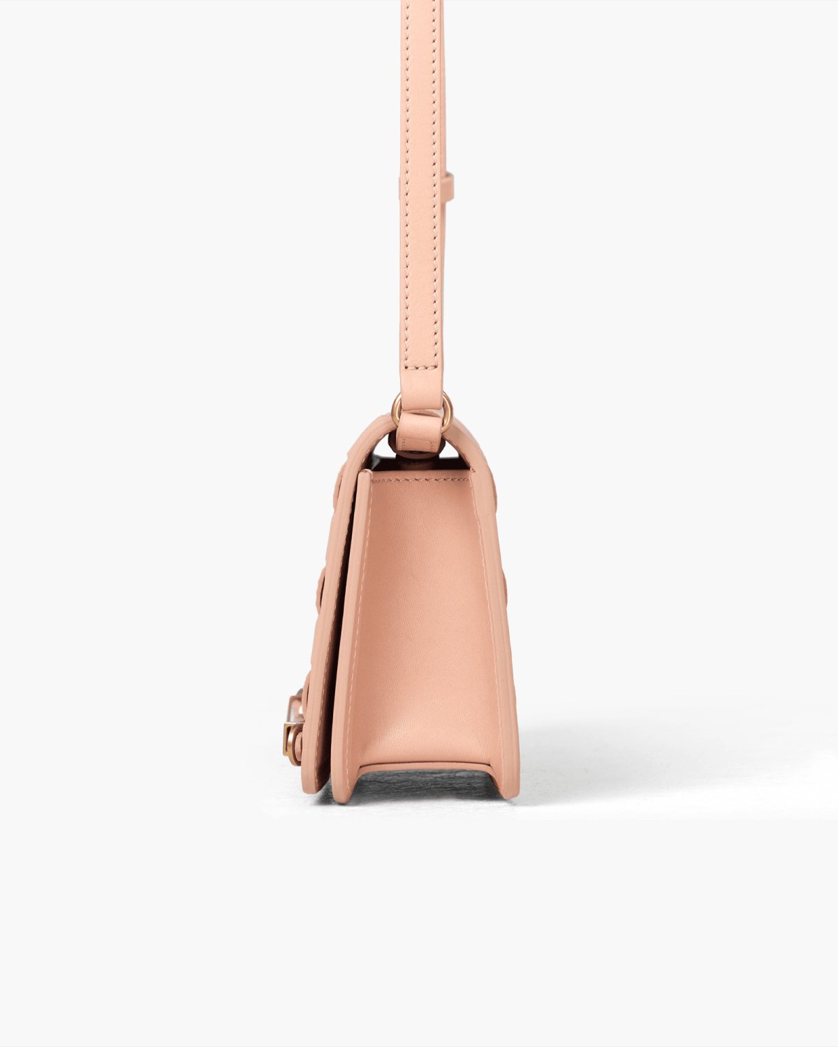 Rose handbag with a strap on a white background
