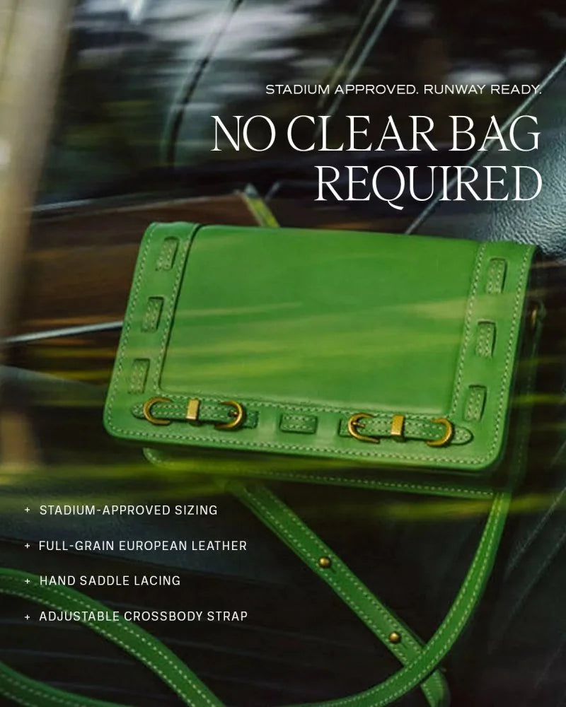 Green handbag with a strap