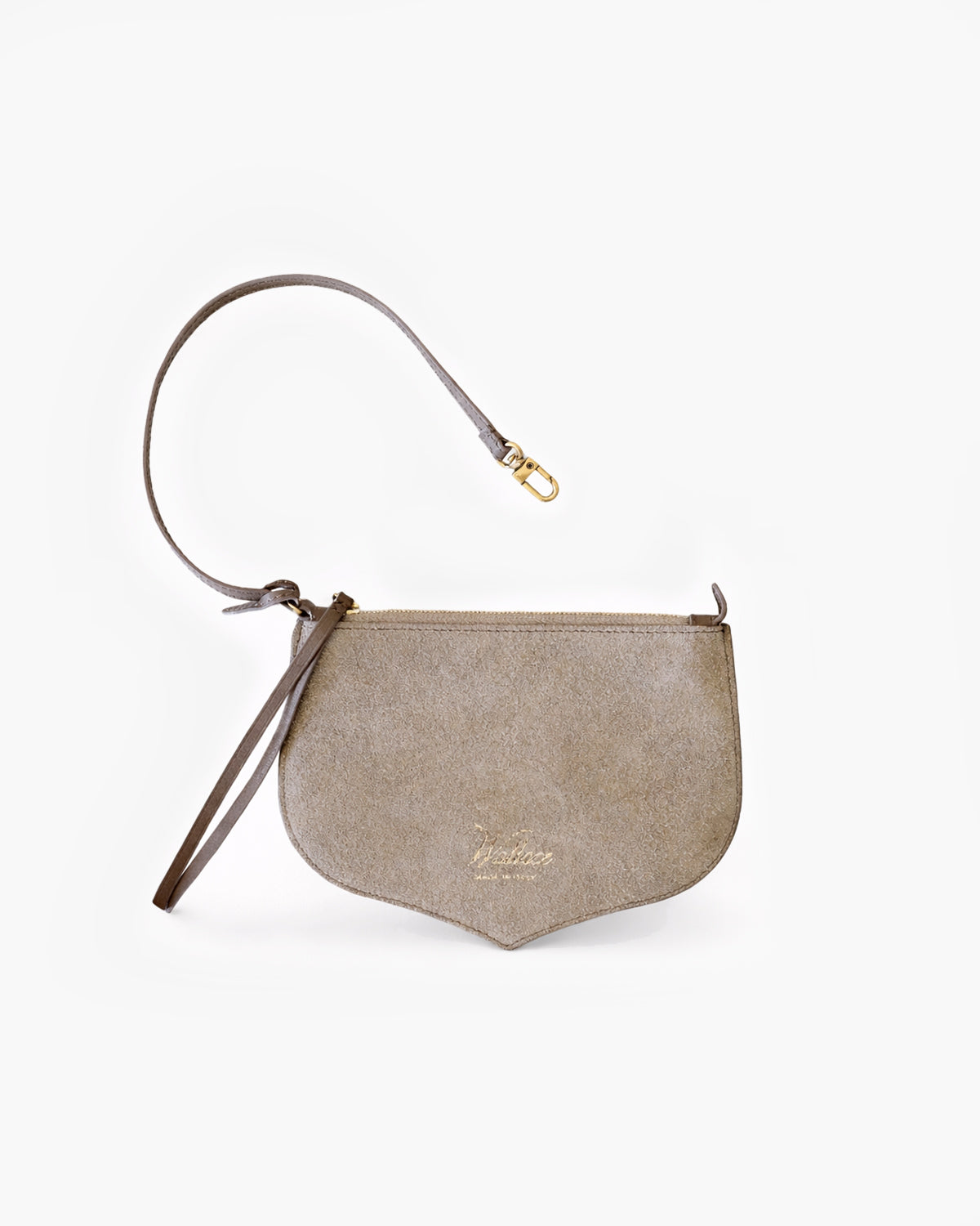 Beige handbag with a strap on a white background