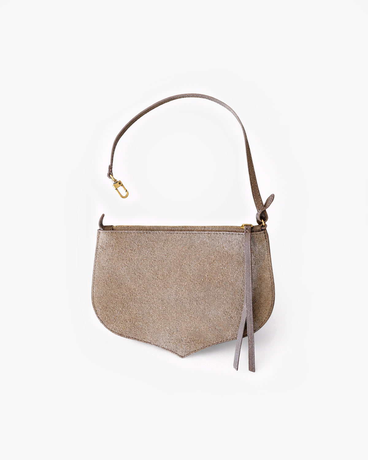 Beige handbag with a strap on a white background